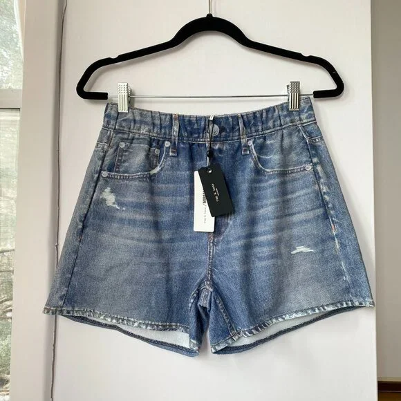 NWT Rag & Bone Miramar Cotton Walking Jean Shorts Blue Small - Picture 5 of 13